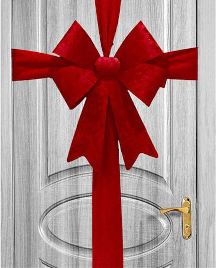 Due esse Christmas Fabric Figure Bow Red Height 60cm