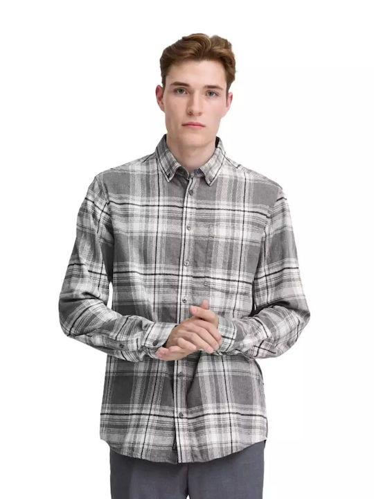 Long-sleeved Shirt Checked Gray