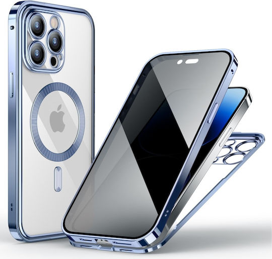 iPhone 14 Pro Privatsphäre Doppelglas MagSafe Hülle Blau