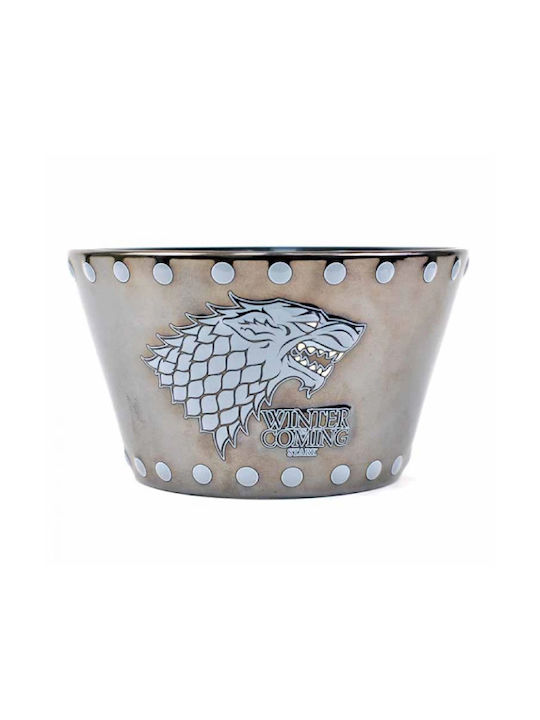 Half Moon Bay Game Of Thrones (stark & Stud Relief) Serving Bowl Round Metal Gray