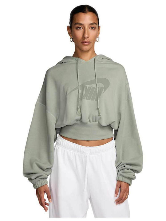 grey nike crop top hoodie