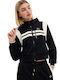 Perna Cropped Γυναικεία Ζακέτα Φούτερ με Κουκούλα Black