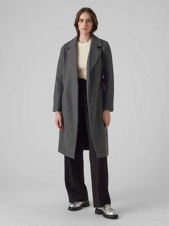 Vero Moda Γυναικείο Γκρι Παλτό με Κουμπιά