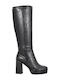 Synthetic Leather High Heel Women's Boots Black