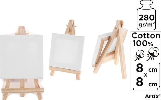 Madrid Papel Καμβάς σε Τελάρο Λευκός Τετράγωνος 8x8εκ. 280gr/m² 1τμχ
