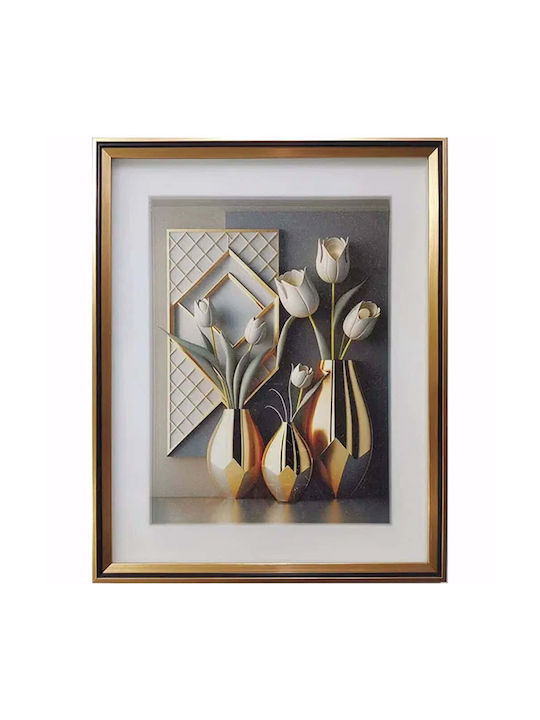 Marhome 3d Μεταλλικα Βαζα Κάδρο Μεταλλικό 41x51cm