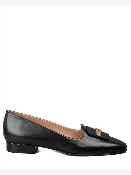Mourtzi Δερμάτινα Γυναικεία Loafers σε Μαύρο Χρώμα