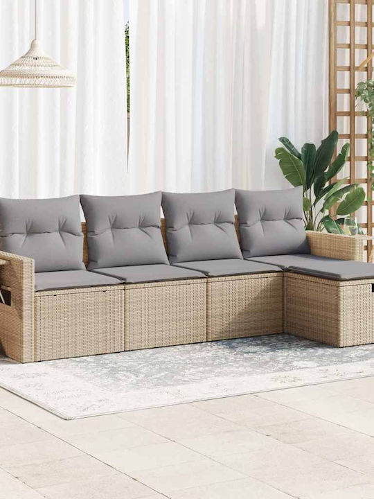 Γωνιακός Καναπές Εξωτερικού Χώρου Rattan με Μπα...