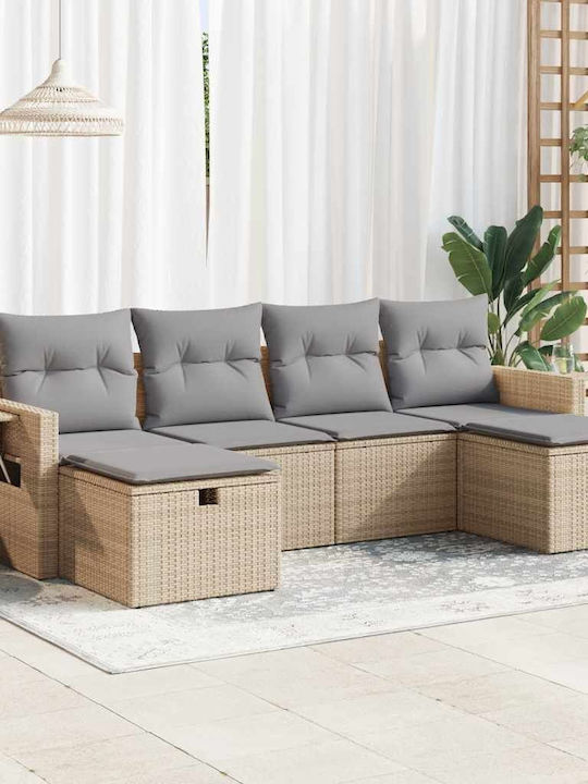 Γωνιακός Καναπές Εξωτερικού Χώρου Rattan με Μπα...
