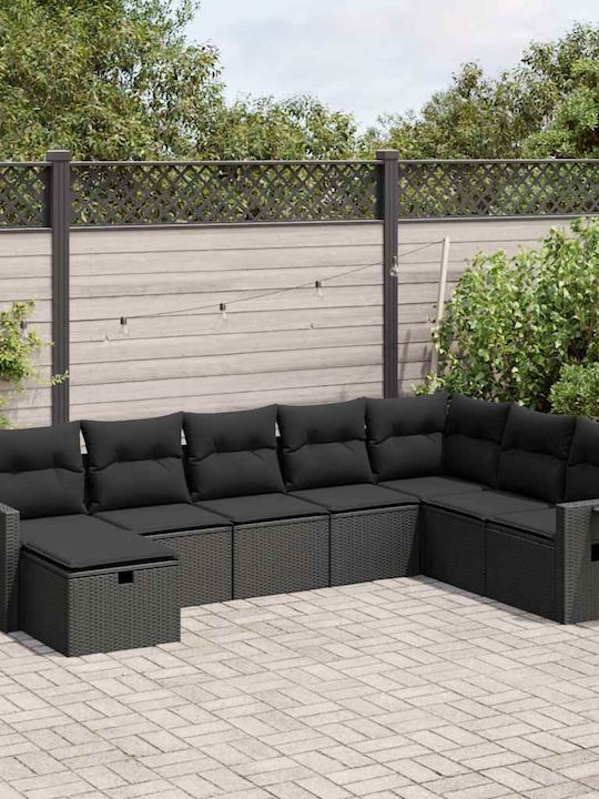 Corner Outdoor Sofa Rattan with Cushions 55x55x...