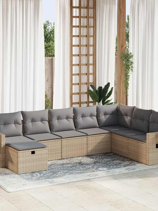 Corner Outdoor Sofa Rattan with Cushions 55x55x...