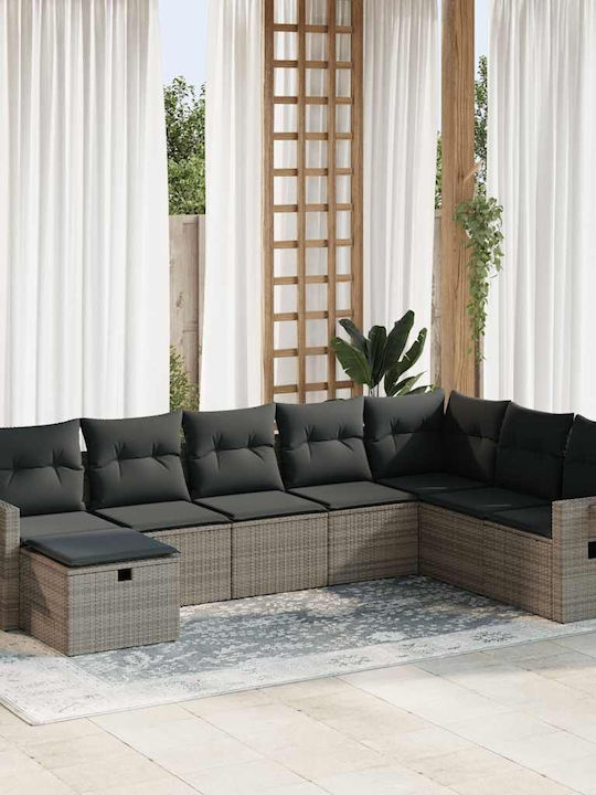 Corner Outdoor Sofa Rattan with Cushions 55x55x...