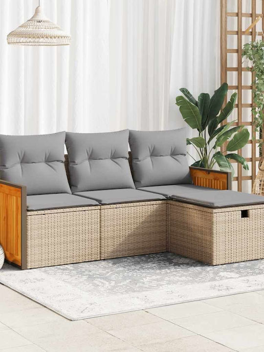 Corner Outdoor Sofa Rattan with Chest and Cushi...