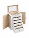 Jewellery Box MDF PU Velvet White Beige Mirror 26x15.6x32 cm Artool