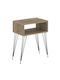 Bedside Table Wooden with Metal Legs Beige 45x30x58cm