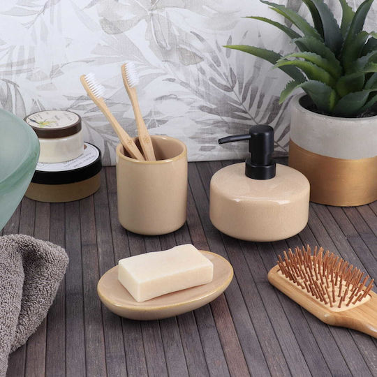 Eurocasa Set Accesorii Pentru Baie Ceramică Bej 3 Bucți