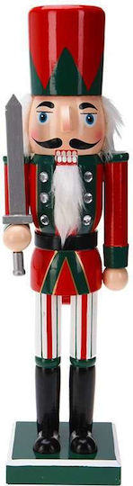 Weihnachts-Nussknacker aus Hölzernes Soldat mit roter Jacke und goldenem Schwert Höhe 36cm.