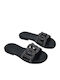 Leder Flache Sandalen für Damen in Schwarz Farbe