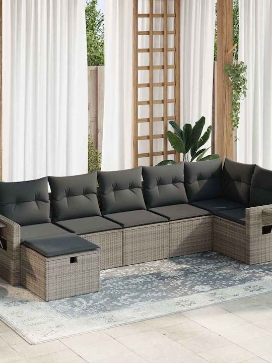 Γωνιακός Καναπές Εξωτερικού Χώρου Rattan με Μπα...