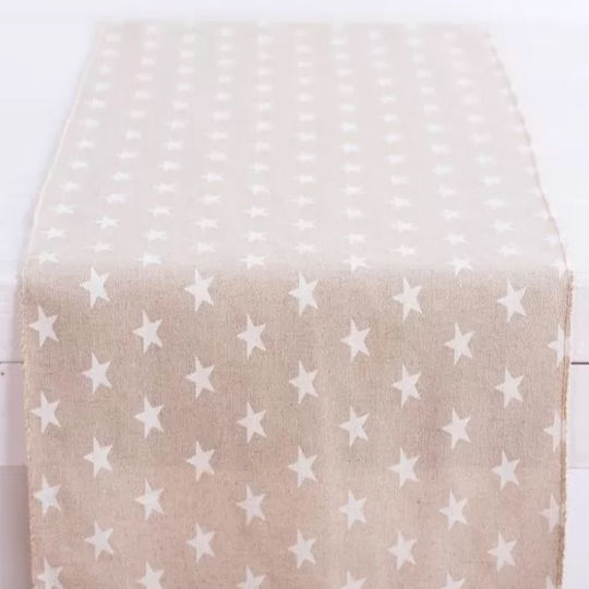 Ntampoudis Weihnachtlich Tischtuch Läufer Beige L150xB34cm.