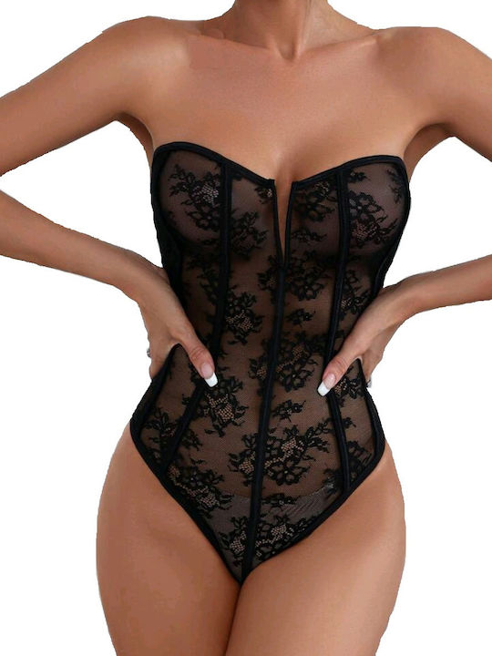 Tatu Moyo Sexy Κορμάκι με Δαντέλα Μαύρο