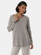 Langarm-Strickpullover Grau Grau