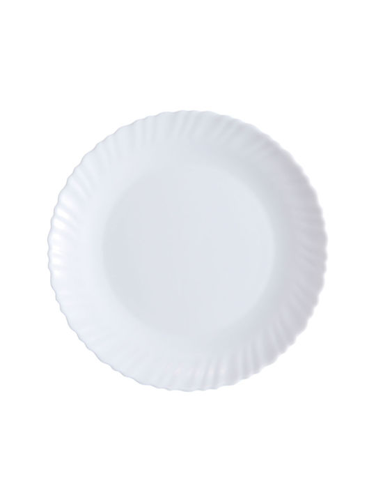 Ankor Plate Shallow Glass White with Diameter 24cm
