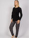 Cherry Underwear Set Pijamale pentru Femei Black