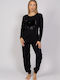 Cherry Underwear Winter Damen Pyjama-Set Black