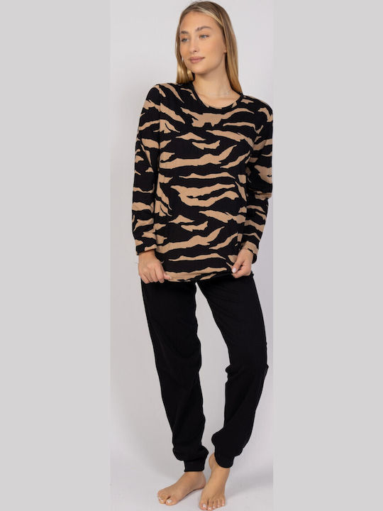 Cherry Underwear Winter Damen Pyjama-Set Black