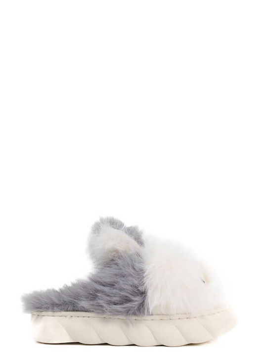 Grey Furry Animal Style Slippers