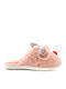Rosa Hausschuhe mit Rentier-Design aus Fell