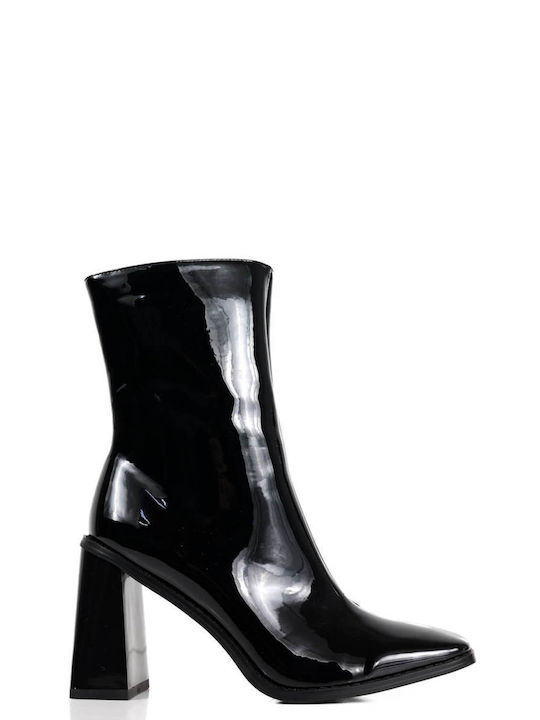 Black Patent Square Toe Ankle Boots