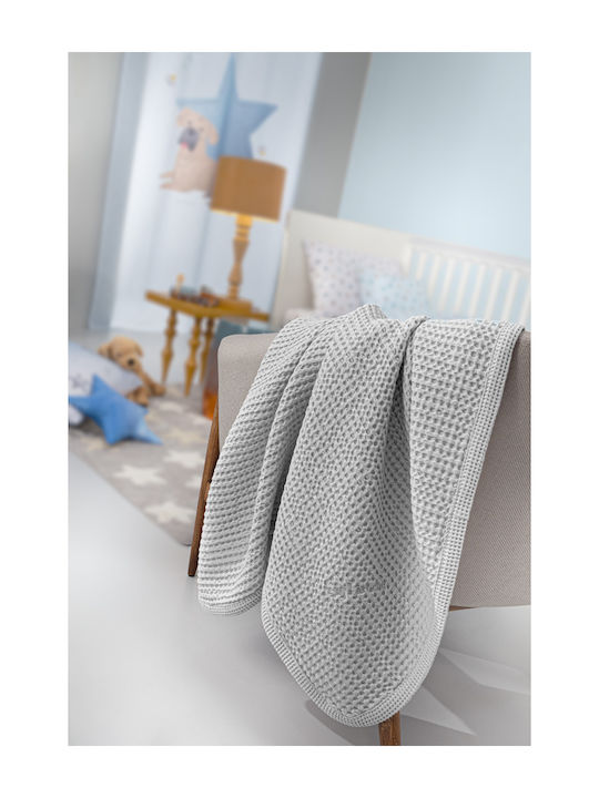 Guy Laroche Blanket Cot Bella Waffle Gray Silve...