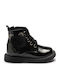 Kids Boots from Patent Leather with Zipper Black