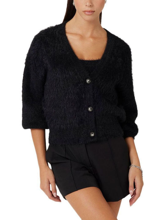 Guess Къса Дамска плетена жилетка Black