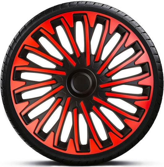 15" Rot-schwarzes Radkappenset Schwarzer Ring Soho