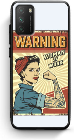 Xiaomi Poco M3 Калъф Woman At Work Черен Гланц