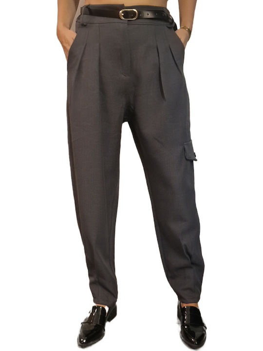Women's Fabric Cargo Trousers Grey
