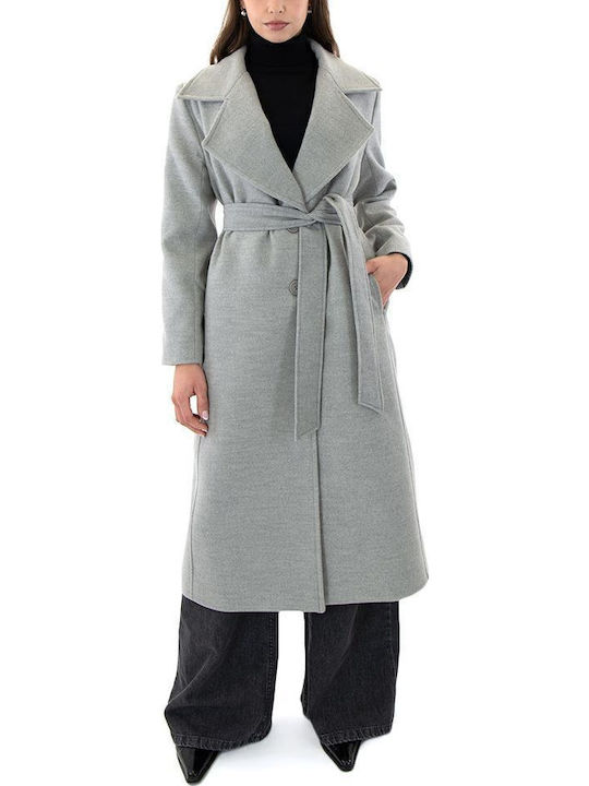 Women's Gray Coat with Belt