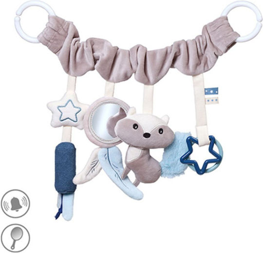 Babyono Hängendes Babyspielzeug für Kinderbett und Kinderwagen mit Beißring und Spiegel Raccoon für Neugeborene