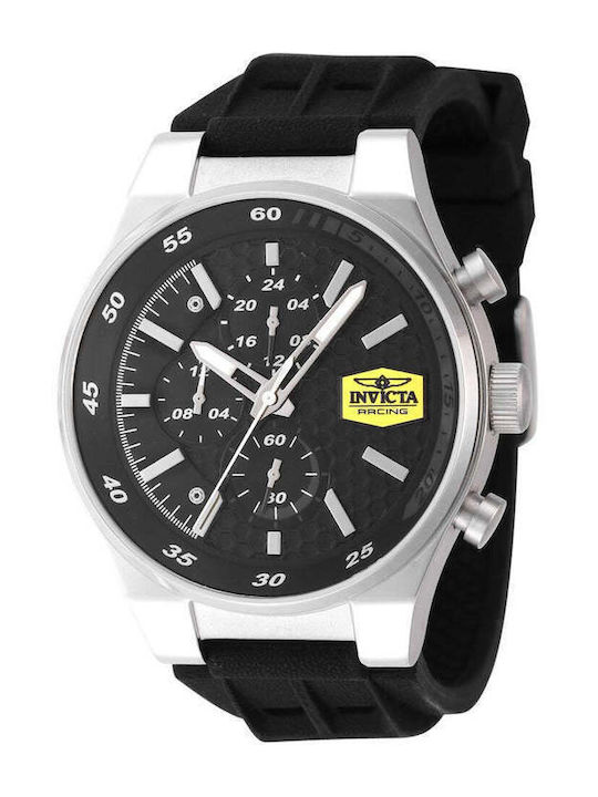 Invicta Racing Ανδρικό Ρολόι 44mm Μπαταρίας με Μαύρο Καουτσούκ Λουράκι
