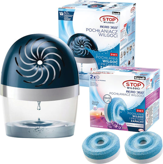 Blauer Ceresit Aero 360+ Absorbergerät 2 Ceresit Absorbertabletten 450g Lavendel