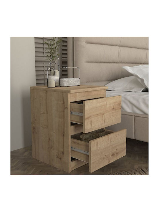 Bedside Table Breve Wooden Beige 39.8x41.8x55cm...