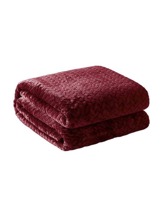 Ιόνιον Κουβέρτα Fleece Υπέρδιπλη 220x150εκ. Μπορντό