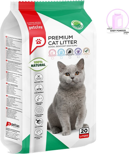 Petclay Άμμος Γάτας Μπετονίτης με Άρωμα Baby Powder 20lt