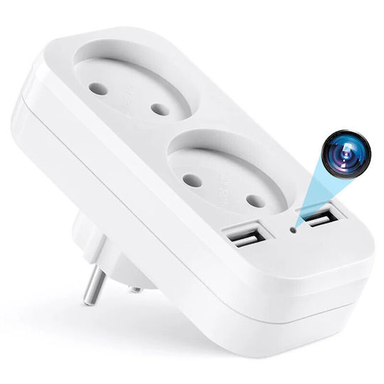 Cameră Spion în Adaptor Dublu Iuni Ad1 Wi-fi Full HD Senzor de Mișcare