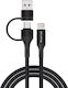 Powertech Braided USB-C to Lightning Cable 27W Μαύρο 1.5m (PTR-0159)