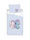 Lilo And Stitch Heart Set Kids Duvet Cover Single with Pillowcase Cotton Blue 140x200cm