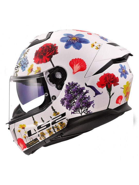 LS2 Stream II FF808 Flowers White Gloss Cască Moto Față întreagă
